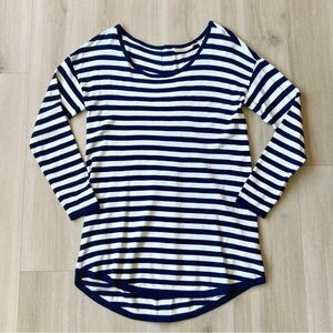 Soft Surroundings Margulies Tunic Sweater Navy Blue White Striped S